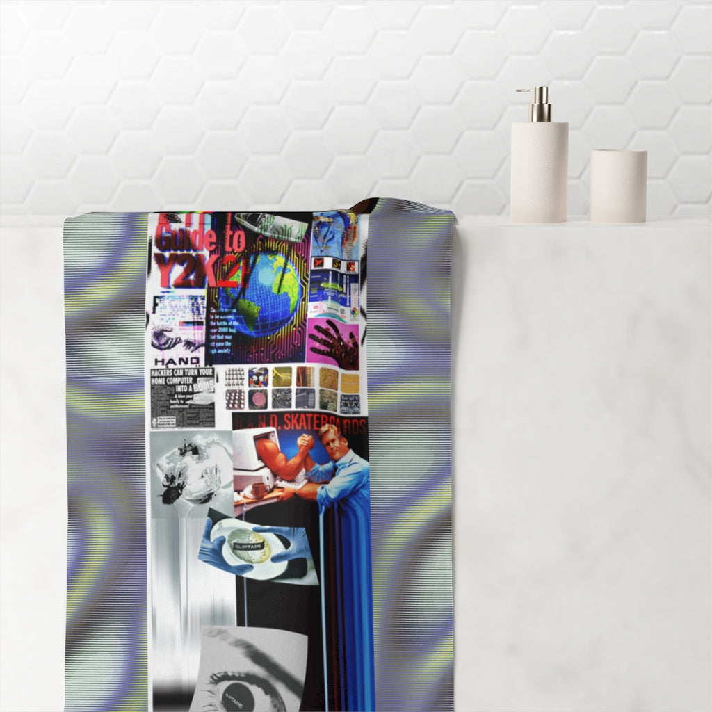 H.A.N.D. - Circuit Board Earth Beach Premium Towel, 30x60